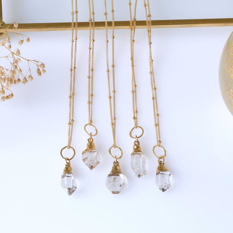 Hudson Valley - Herkimer Diamond Dainty Gold Necklace alt image | Brethe Autumn Rain