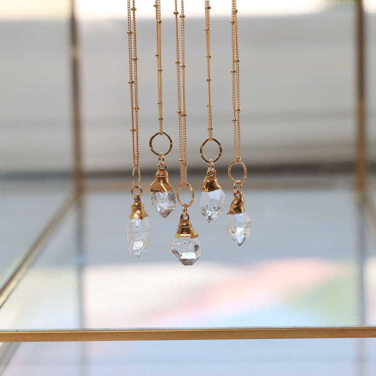 Hudson Valley - Herkimer Diamond Dainty Gold Necklace alt image | Brethe Autumn Rain