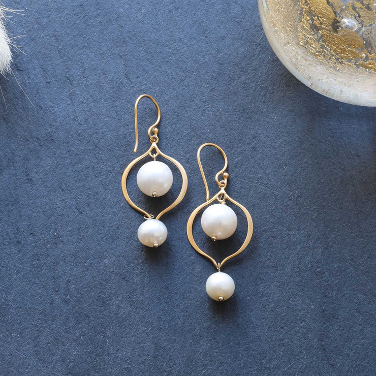 Ines - Pearl Drop Gold Earrings image | Breathe Autumn Rain Jewelry