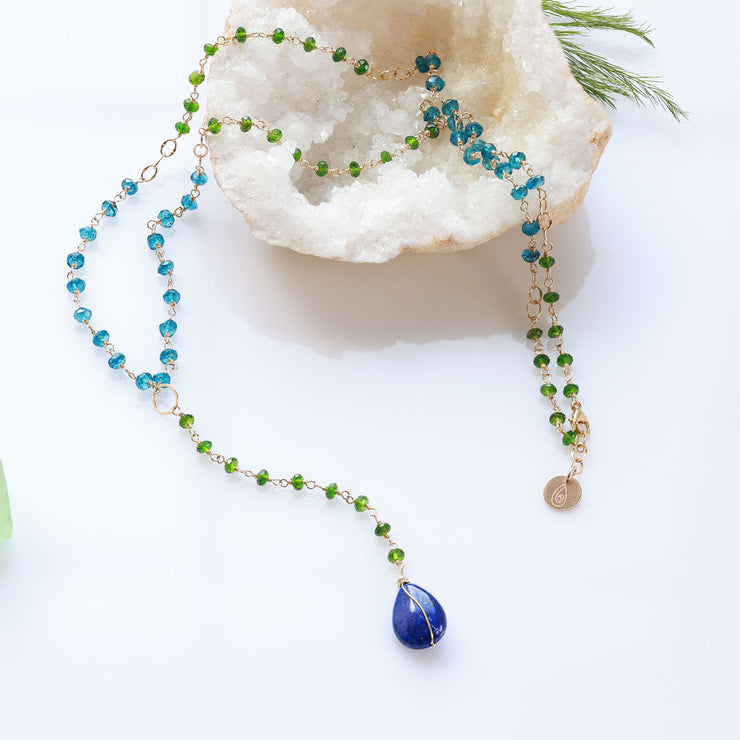 Gemstone lariat deals necklace
