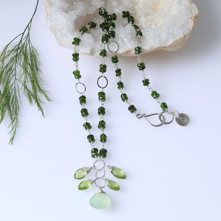 Lilou - Peridot and Chrome Diopside Sterling Silver Necklace main image | Breathe Autumn Rain 