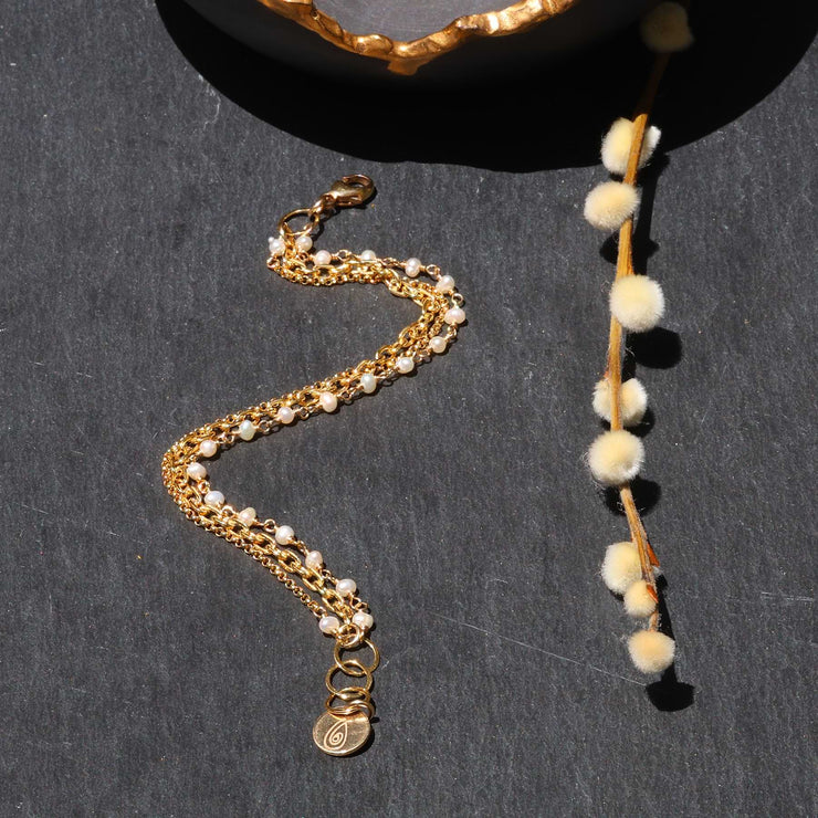 Lily of the Valley - Layered Pearl Gold Bracelet alt image | Breathe Autumn Rain Jewelry