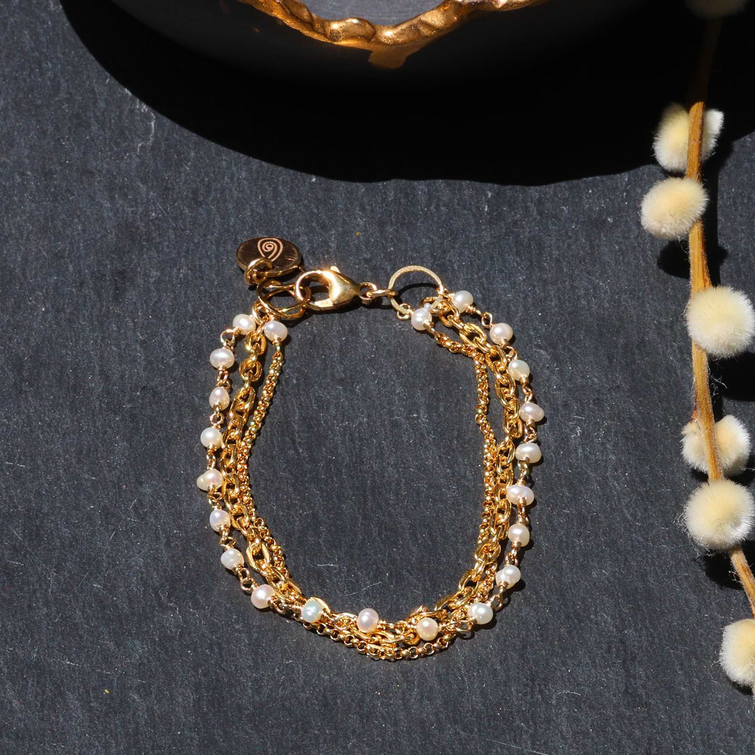 Lily of the Valley - Layered Pearl Gold Bracelet main image | Breathe Autumn Rain Jewelry