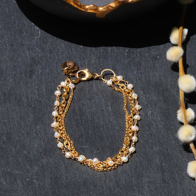 Lily of the Valley - Layered Pearl Gold Bracelet main image | Breathe Autumn Rain Jewelry