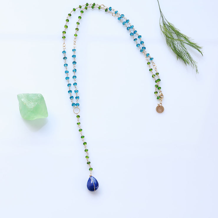 Isle - Multi Gemstone Lariat Gold Necklace alt image | Breathe Autumn Rain Artisan JewelryIsle - Multi Gemstone Lariat Gold Necklace main image | Breathe Autumn Rain Artisan Jewelry