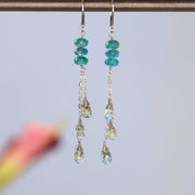 Lysfjord - Apatite, Aquamarine and Heliodor Drop Earrings alt image | Breathe Autumn Rain Jewelry