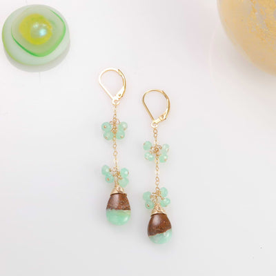 Mint Chip - Chrysoprase Gold Drop Earrings main image | Breathe Autumn Rain Jewelry