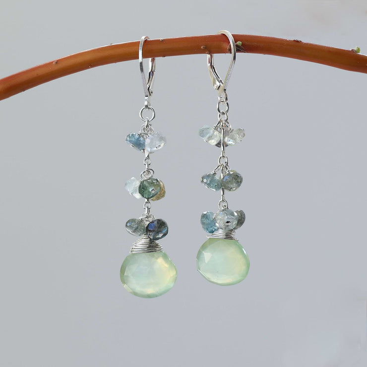 Morning Mist - Aquamarine and Prehnite Silver Earrings main image | Breathe Autumn Rain