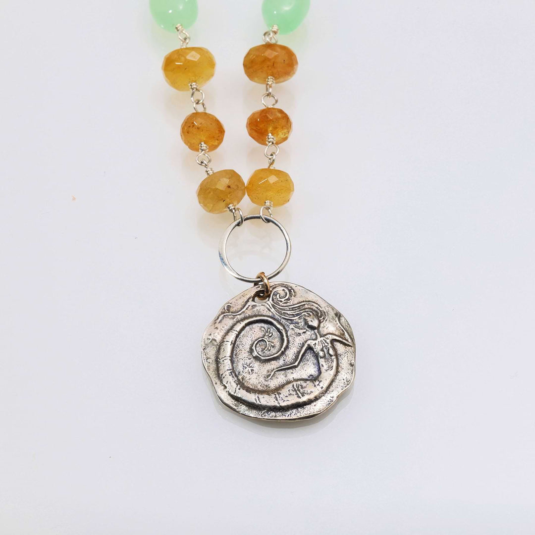 Malia – Multiple Gemstone Necklace with Recycled Silver Siren Charm