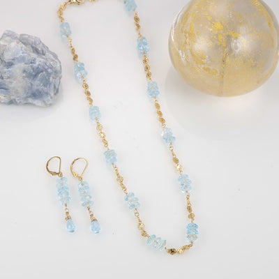 November Morning - Blue Topaz Gold Necklace main image | Breathe Autumn Rain Jewelry