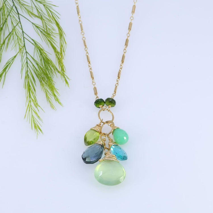Oceane - Multi-Gemstone Cluster Gold Necklace alt image | Breathe Autumn Rain