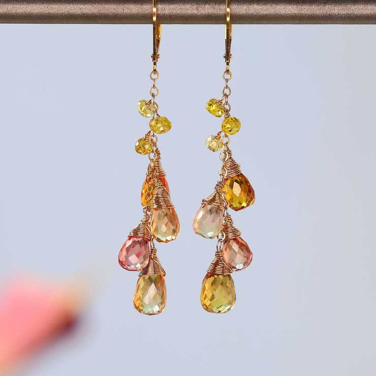 Orange Blossoms - Padparadscha Sapphire Drop Earrings