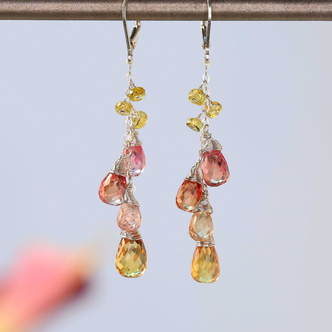 Orange Blossoms - Padparadscha Sapphire Drop Earrings