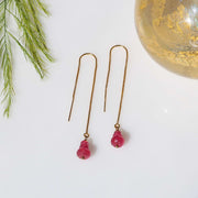 Peony - Pink Sapphire Thread Earrings alt image | Breathe Autumn Rain Artisan Jewelry