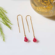 Peony - Pink Sapphire Thread Earrings main image | Breathe Autumn Rain Artisan Jewelry