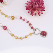 Sapphire and Pink Tourmaline Pendant Necklace main image | Breathe Autumn Rain Jewelry