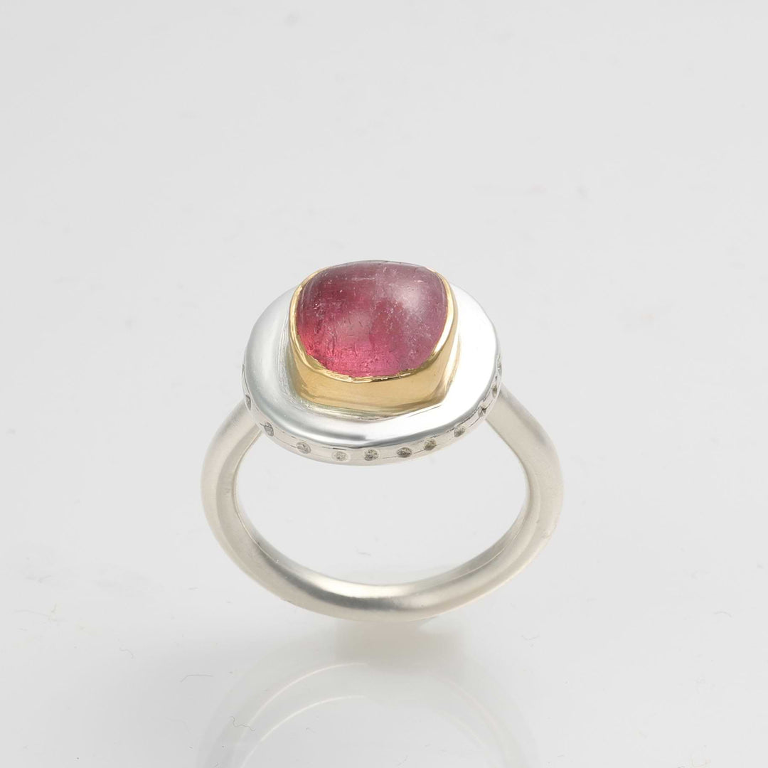 Josefina – Pink Tourmaline Gold and Silver Statement Cocktail Ring
