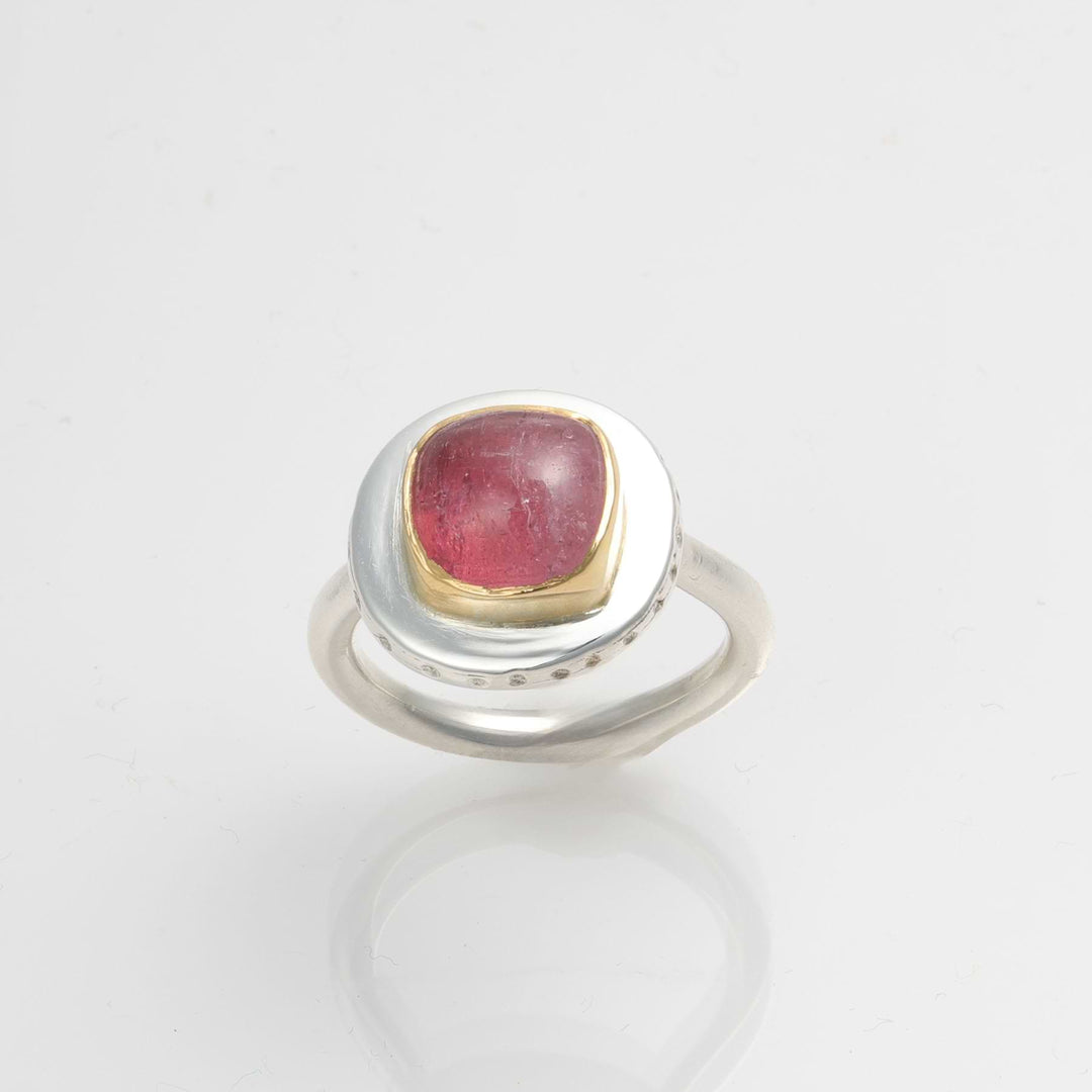 Josefina – Pink Tourmaline Gold and Silver Statement Cocktail Ring