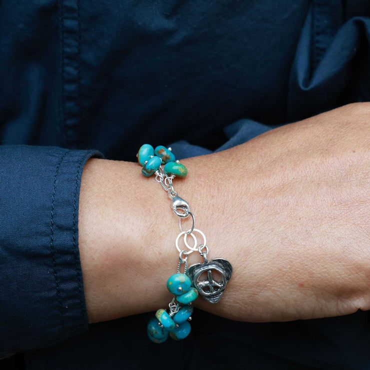Pueblo - Turquoise Charm Bracelet lifestyle image 1 | Breathe Autumn Rain Artisan Jewelry