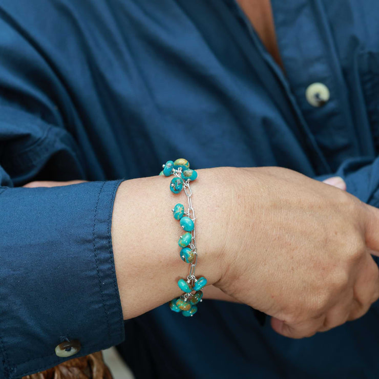 Pueblo - Turquoise Charm Bracelet lifestyle image 2 | Breathe Autumn Rain Artisan Jewelry