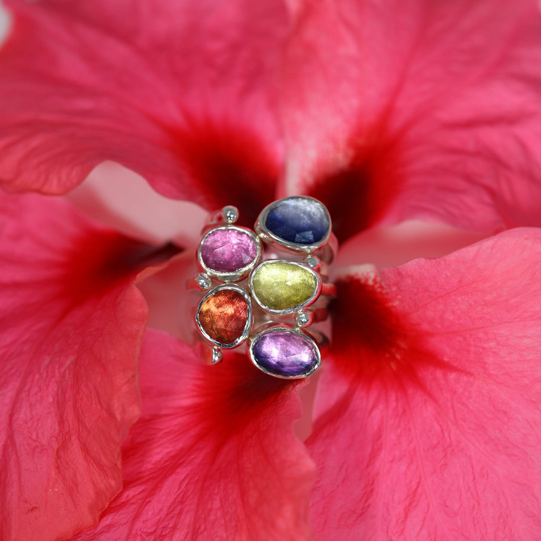 rose cut sapphire argentium silver rings 