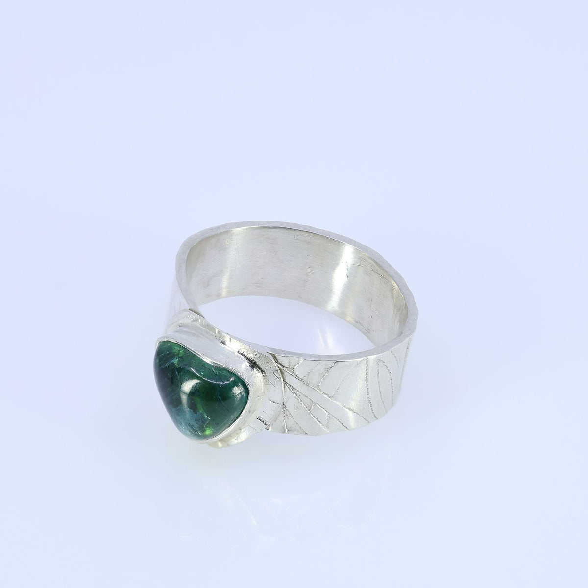 Sanna - Green Tourmaline Argentium Silver Ring main image | Breathe Autumn Rain Artisan Jewelry