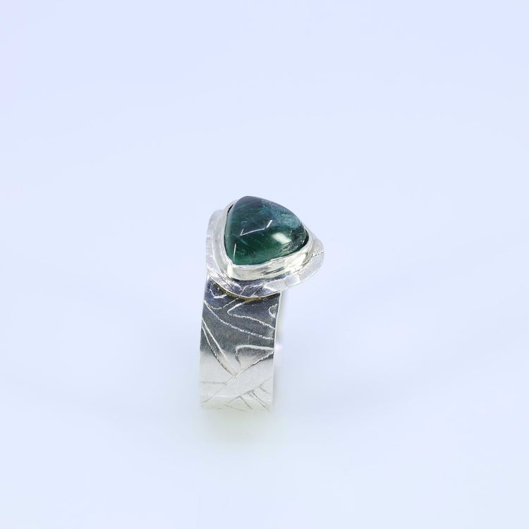Sanna - Green Tourmaline Argentium Silver Ring main image | Breathe Autumn Rain Artisan Jewelry