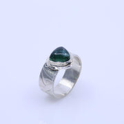 Sanna - Green Tourmaline Argentium Silver Ring alt image | Breathe Autumn Rain Artisan Jewelry