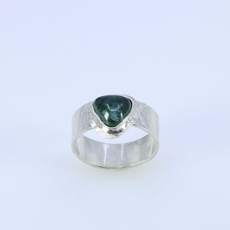 Sanna - Green Tourmaline Argentium Silver Ring main image | Breathe Autumn Rain Artisan Jewelry
