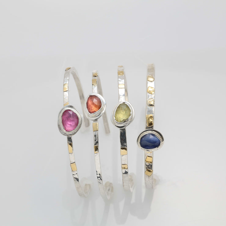 The Bombay Cuff - Rose Cut Sapphire & Mixed Metal