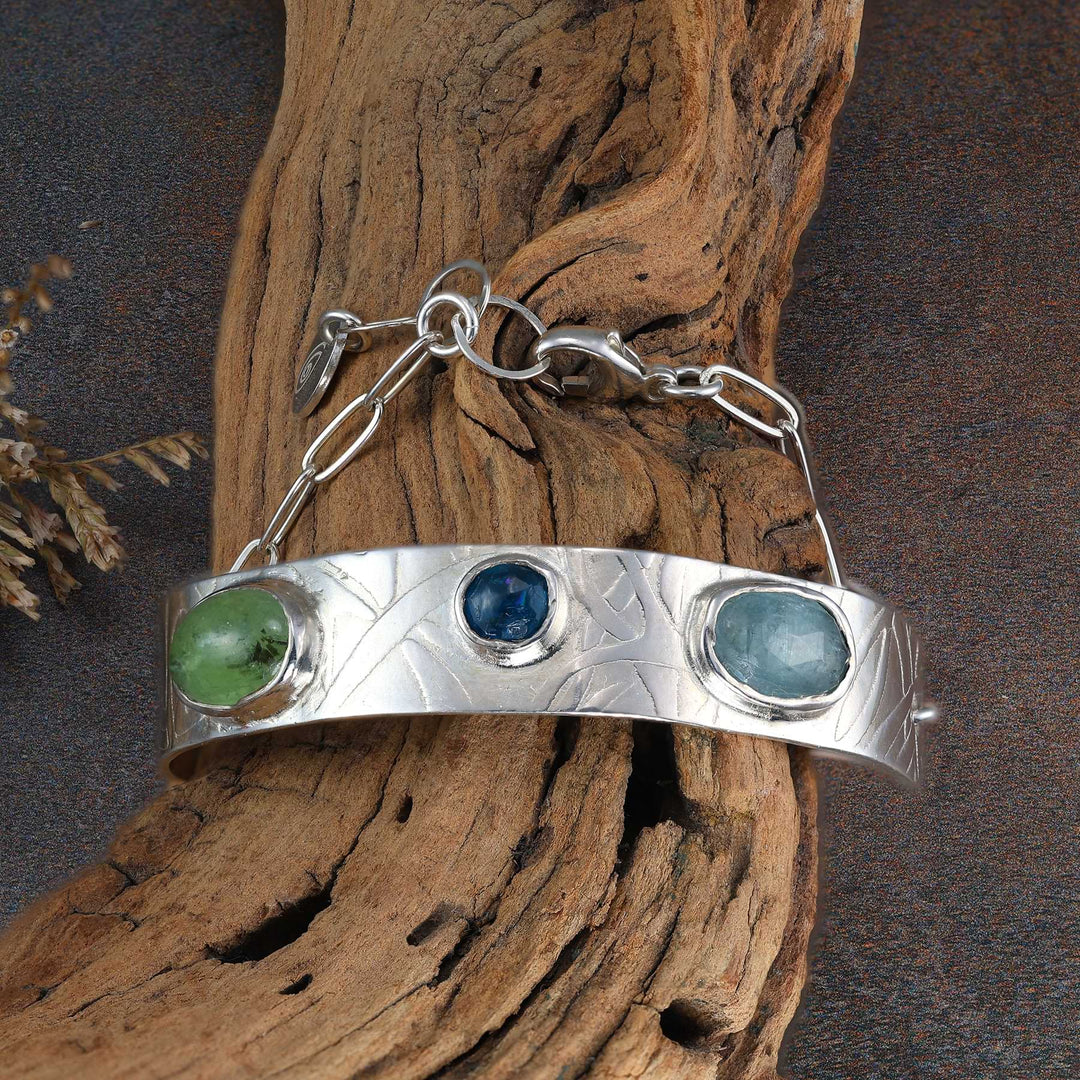 Silver Gemstone Wrist Band alt image | Breathe Autumn Rain Jewelry