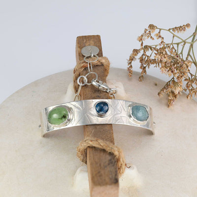 Silver Gemstone Wrist Band main image | Breathe Autumn Rain Jewelry