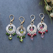 Stem and Bloom - Multi-Gemstone Mixed Metal Chandelier Earrings main image | Breathe Autumn Rain Jewelry