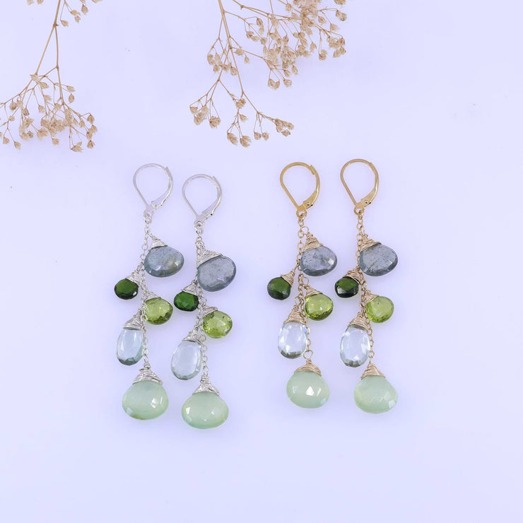 Summer Vines - Multi Gemstone Cluster Earrings