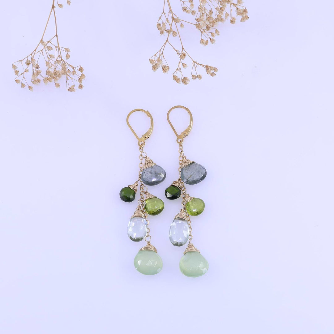Summer Vines - Multi Gemstone Cluster Earrings