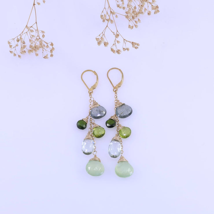 Summer Vines - Multi Gemstone Cluster Earrings