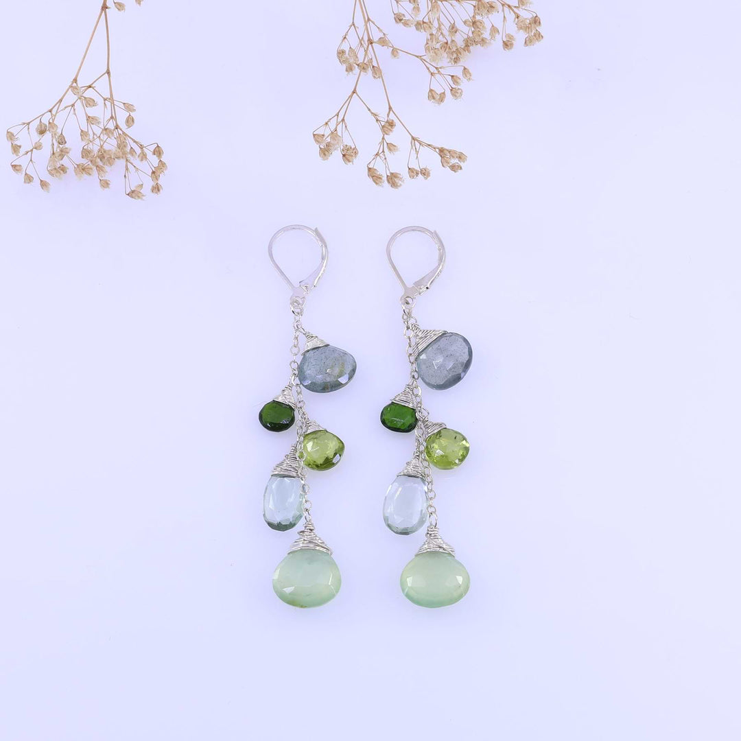 Summer Vines - Multi Gemstone Cluster Earrings