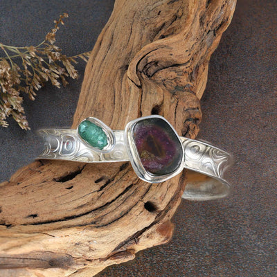 Summertime - Watermelon Tourmaline Cuff Bracelet main image | Breathe Autumn Rain Jewelry