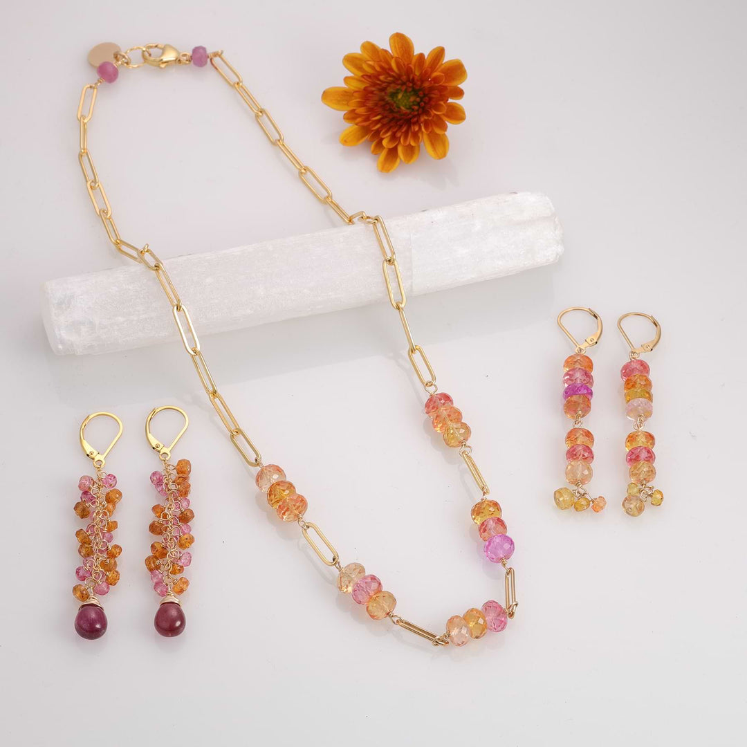 Sweet Tooth - Padparadscha Sapphire Gold Necklace alt image | Breathe Autumn Rain Jewelry