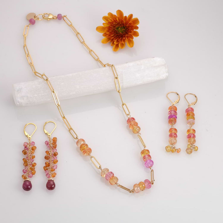 Sweet Tooth - Padparadscha Sapphire Gold Necklace alt image | Breathe Autumn Rain Jewelry