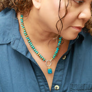 Taos - Natural Turquoise Silk Knotted Necklace lifestyle image | Breathe Autumn Rain Artisan Jewelry