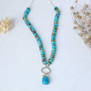 Taos - Natural Turquoise Silk Knotted Necklace main image | Breathe Autumn Rain Artisan Jewelry