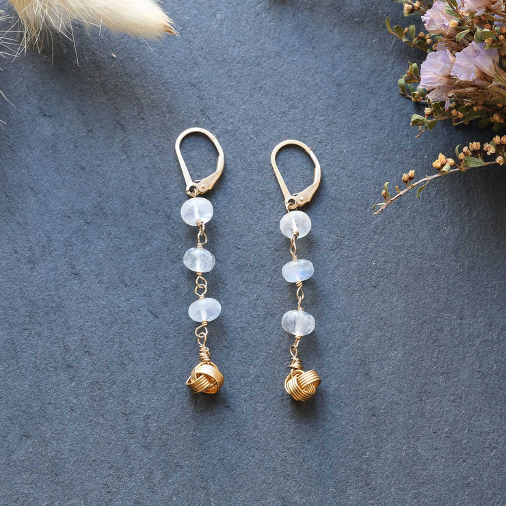 The Knot - Moonstone Gold Earrings main image | Breathe Autumn Rain Jewelry