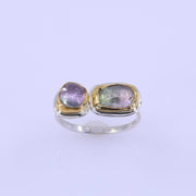 Twice As Nice - Bicolor Double Tourmaline Silver Ring alt image | Breathe Autumn Rain Jewelry