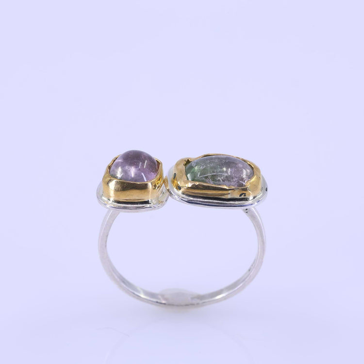 Twice As Nice - Bicolor Double Tourmaline Silver Ring alt image | Breathe Autumn Rain Jewelry