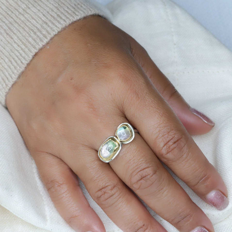 Twice As Nice - Bicolor Double Tourmaline Silver Ring lifestyle image | Breathe Autumn Rain Jewelry