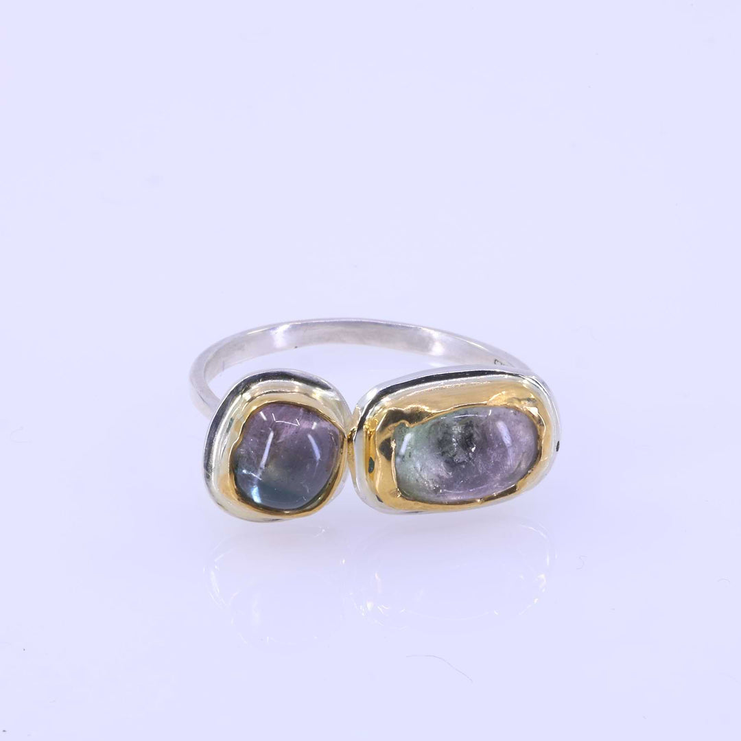 Twice As Nice - Bicolor Double Tourmaline Silver Ring main image | Breathe Autumn Rain Jewelry
