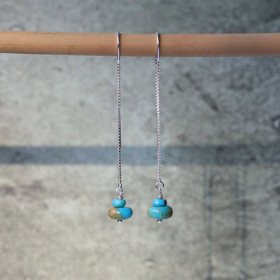 Wind - Silver Turquoise Threader Earrings main image | Breathe Autumn Rain Artisan Jewelry