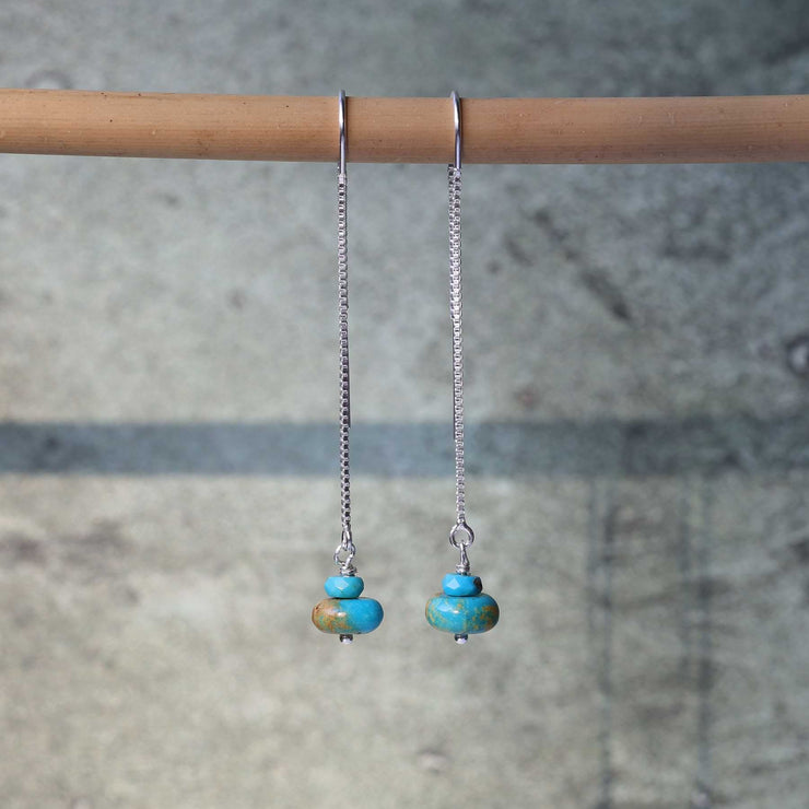 Wind - Silver Turquoise Threader Earrings main image | Breathe Autumn Rain Artisan Jewelry