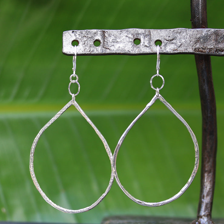 Raindrop - Sterling Silver Hoop Earrings - BreatheAutumnRain